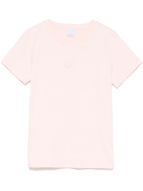 T-shirt con logo in cotone rosa PINKO | 100355 A2HNN38